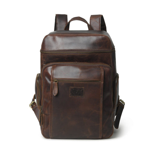 Alpha full-grain buffalo leather travel backpack