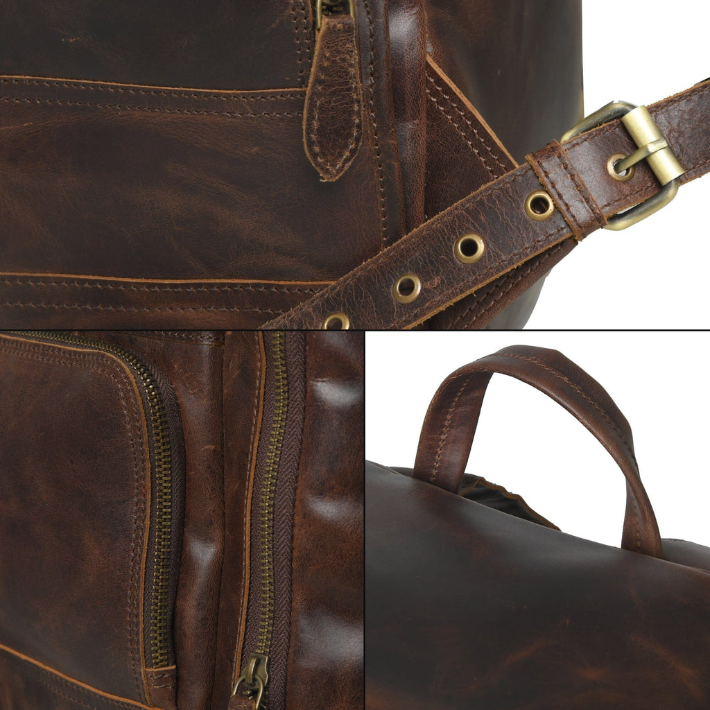 Alpha Full-Grain Buffalo Leather Travel Backpack