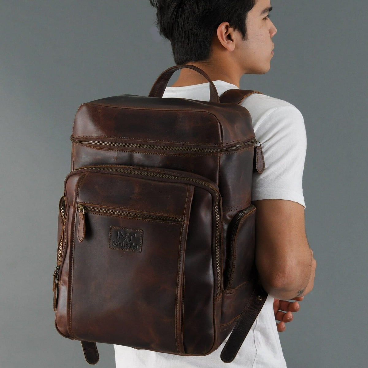 Alpha Full-Grain Buffalo Leather Travel Backpack