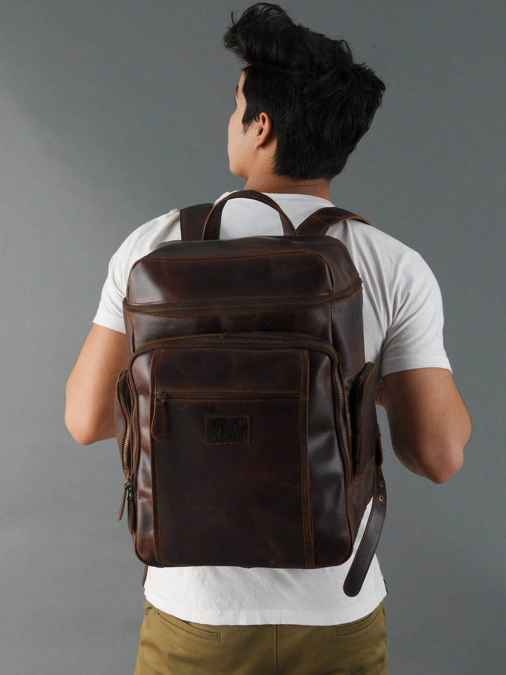 Alpha Full-Grain Buffalo Leather Travel Backpack