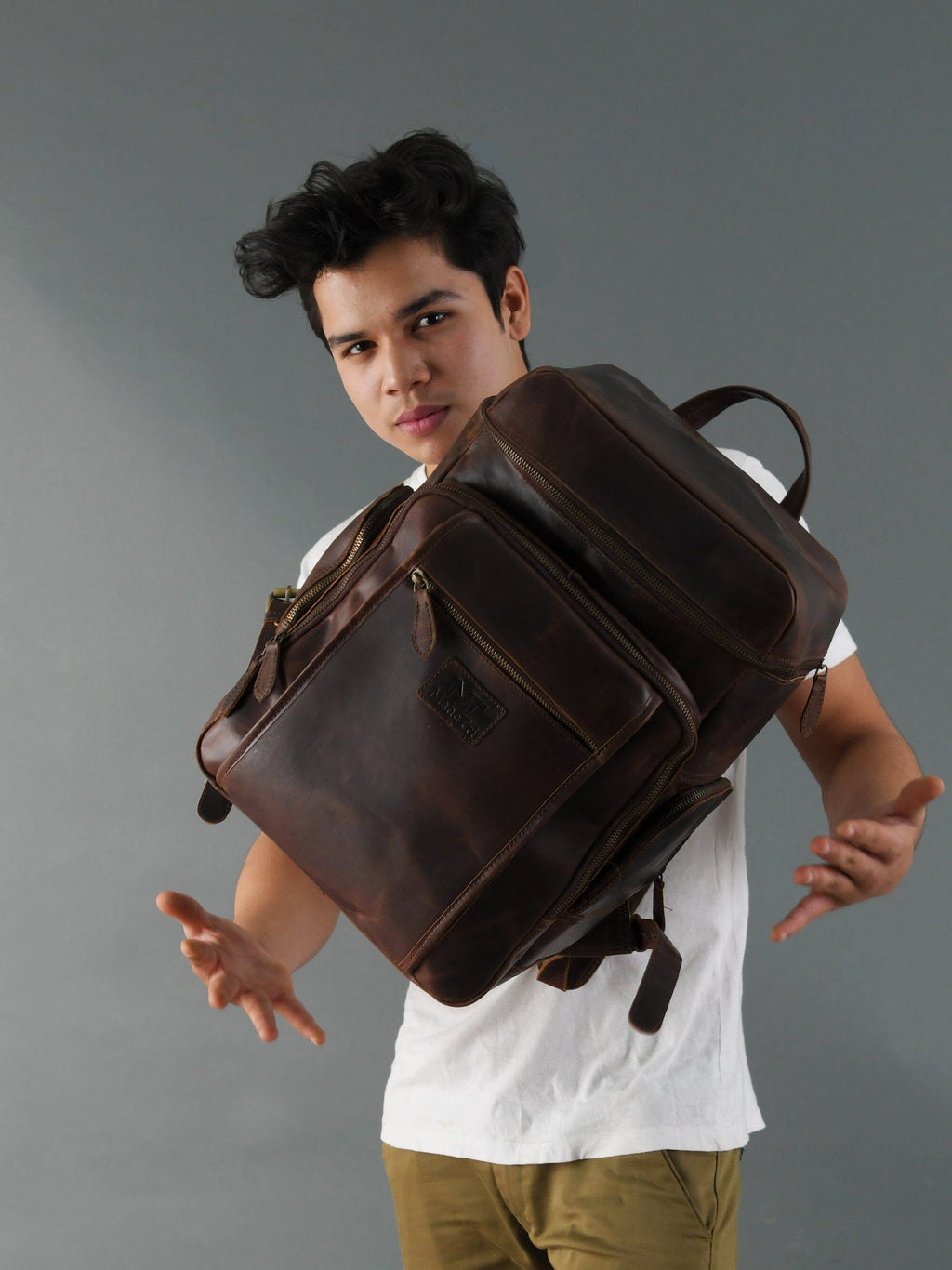Alpha Full-Grain Buffalo Leather Travel Backpack