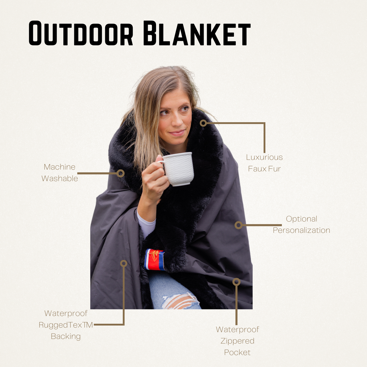 Pretty Rugged Waterproof Windproof Large Travel Blanket