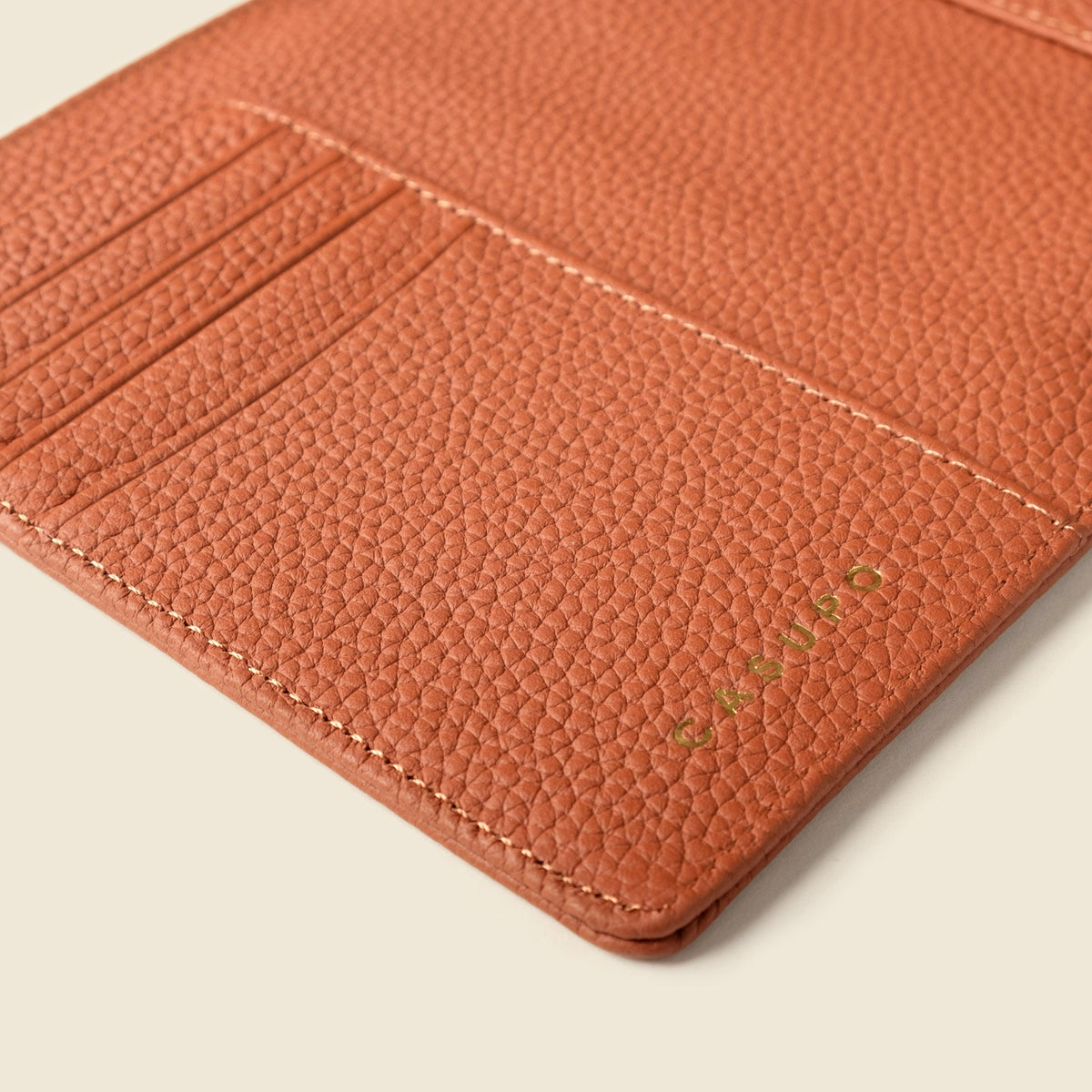 CASUPO Full-Grain Leather RFID Passport Wallet – Tan