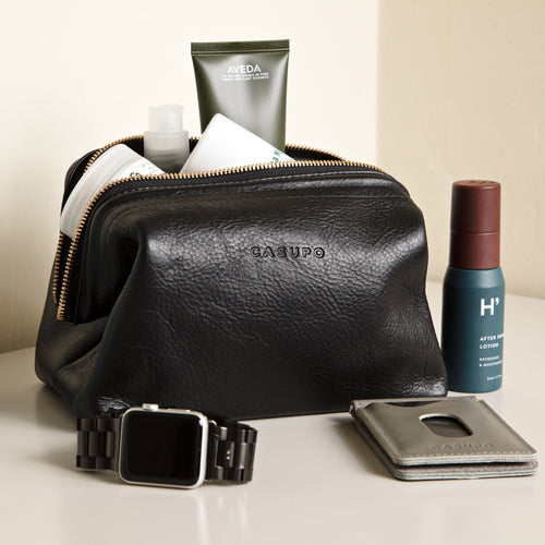 CASUPO Full-Grain Leather Toiletry Bag – Black