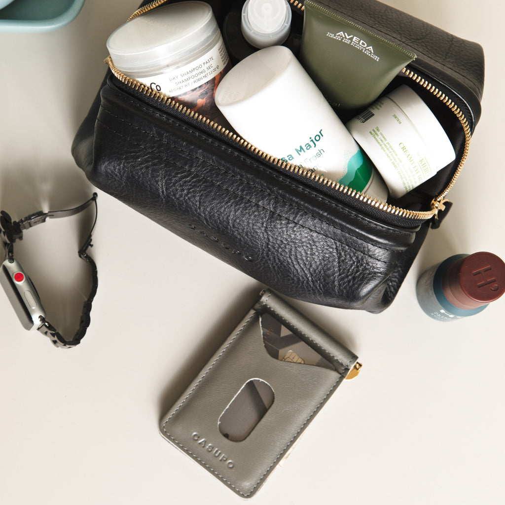 CASUPO Full-Grain Leather Toiletry Bag – Black