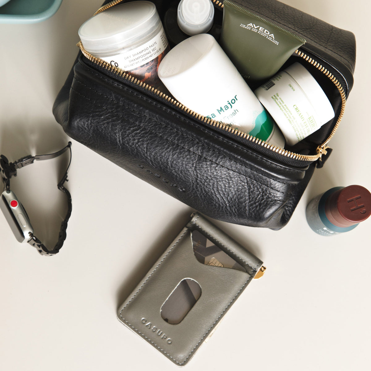 CASUPO Full-Grain Leather Toiletry Bag – Black