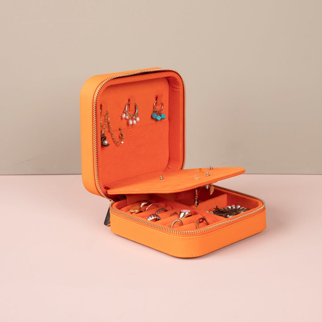 LEATHERE Palermo Leather Travel Jewelry Box – Orange
