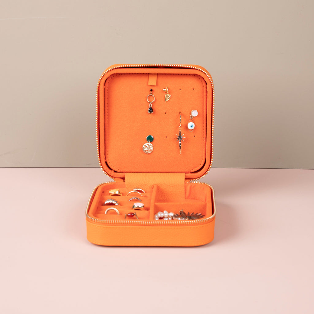 LEATHERE Palermo Leather Travel Jewelry Box – Orange