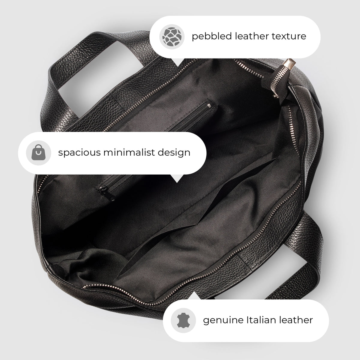 TAKEASY Torino Italian Full-Grain Leather Travel Tote