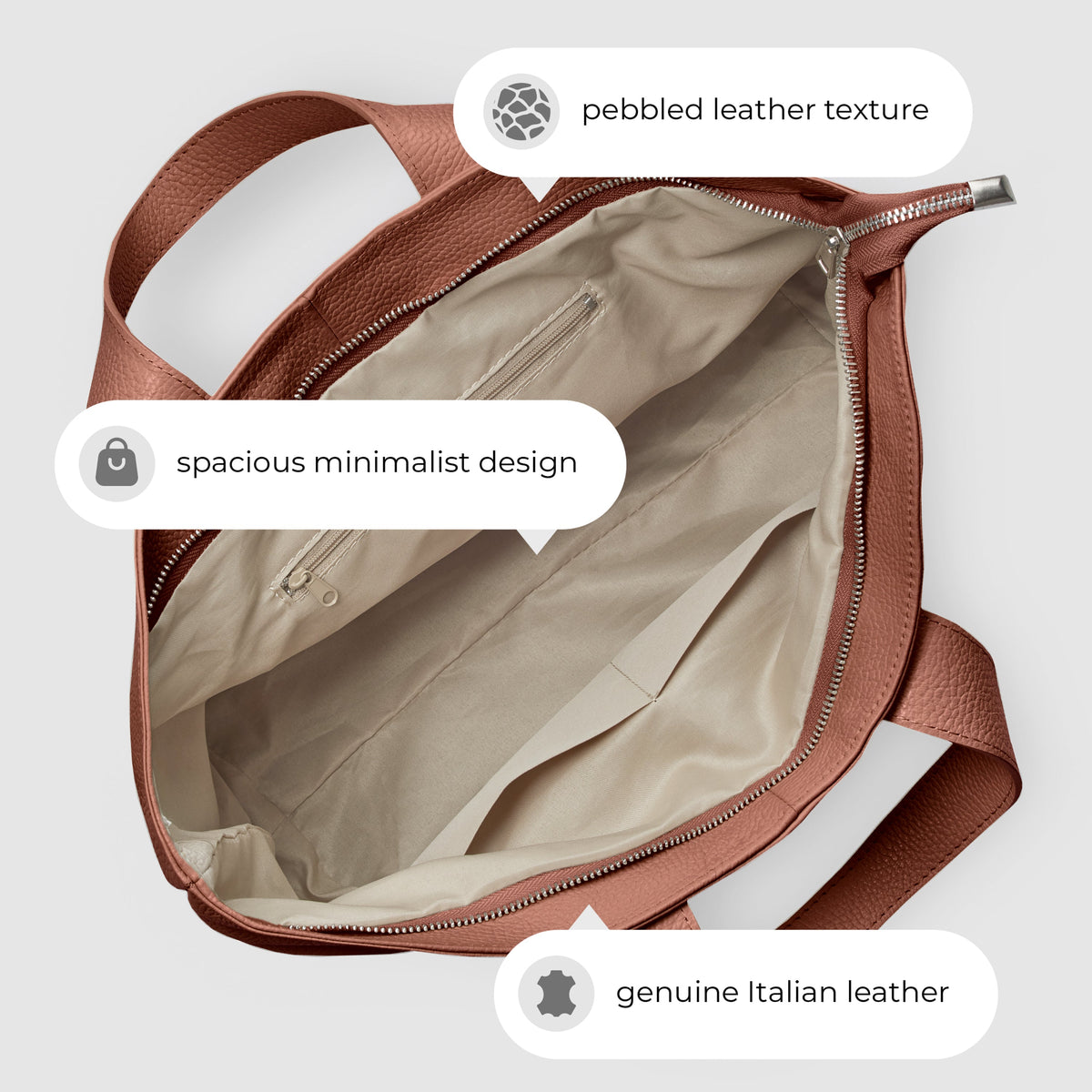 TAKEASY Torino Italian Full-Grain Leather Travel Tote
