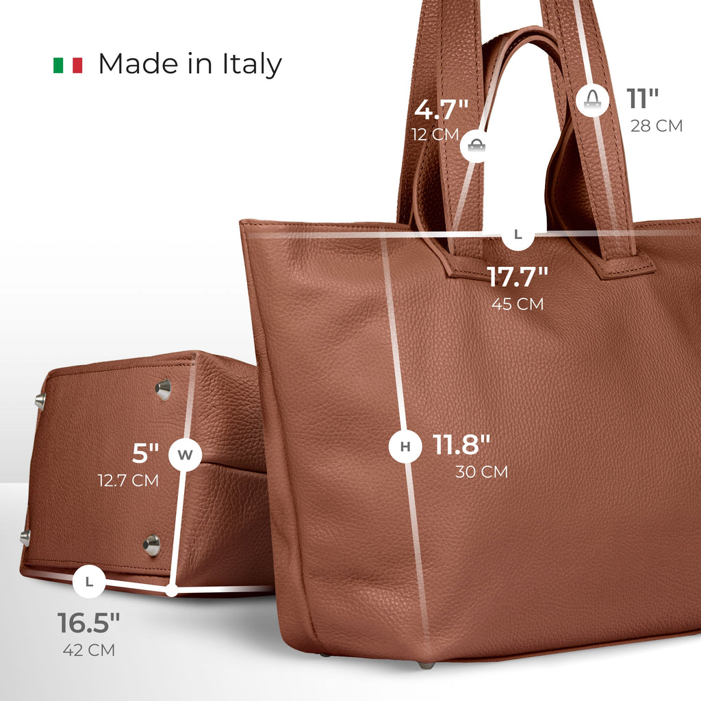 TAKEASY Torino Italian Full-Grain Leather Travel Tote