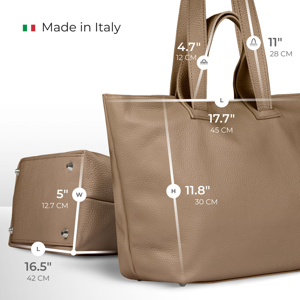 TAKEASY Torino Italian Full-Grain Leather Travel Tote