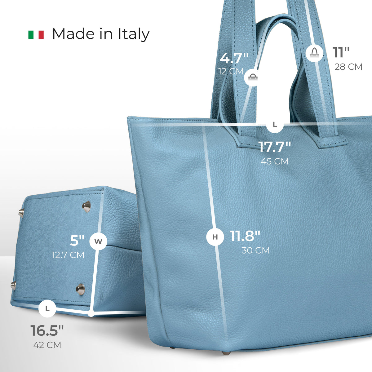 TAKEASY Torino Italian Full-Grain Leather Travel Tote