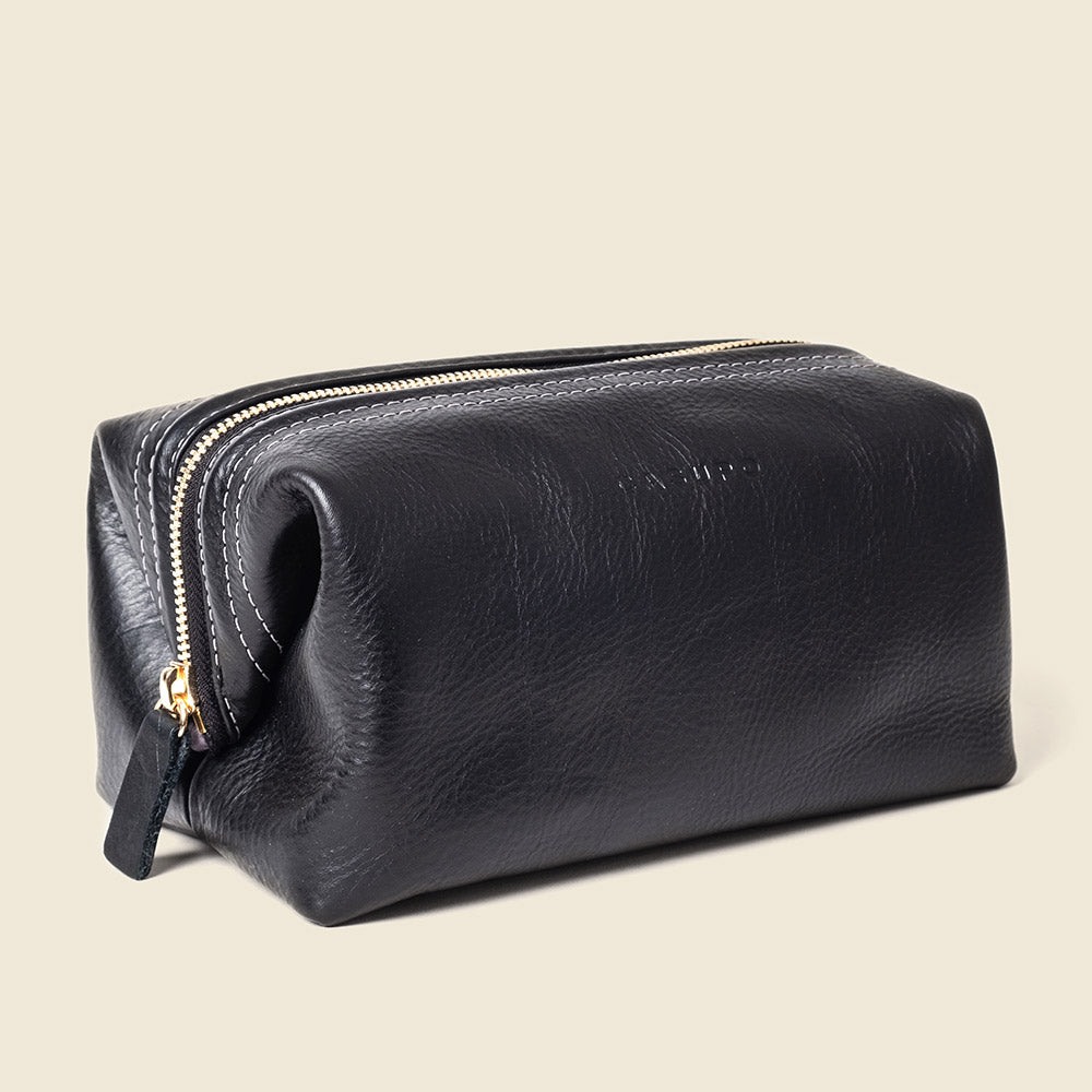 CASUPO Full-Grain Leather Toiletry Bag – Black